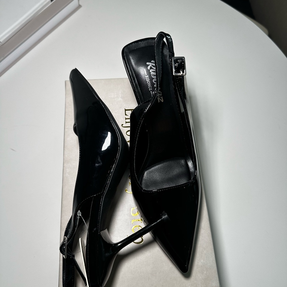 RIBONGZ Slingback Pointed Toe Pumps • Elegant Wedding/Party Heels • 7.5 NWT - Picture 9 of 10